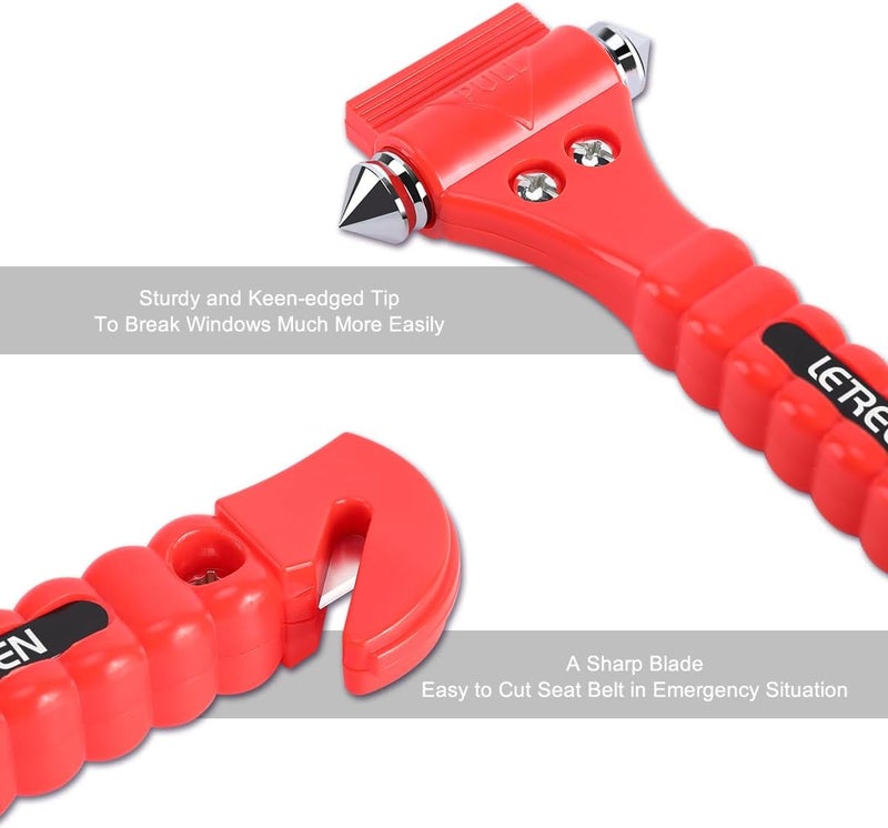 LETREEN 4 PCS Car Window Breaker, 2-in-1 Window Breaker Seatbelt Cutter, Glass Breaker Car Safety Hammers, Auto Car Escape Tool, Emergency Glass Hammer, Window Punch Breaker Tool - Image 2